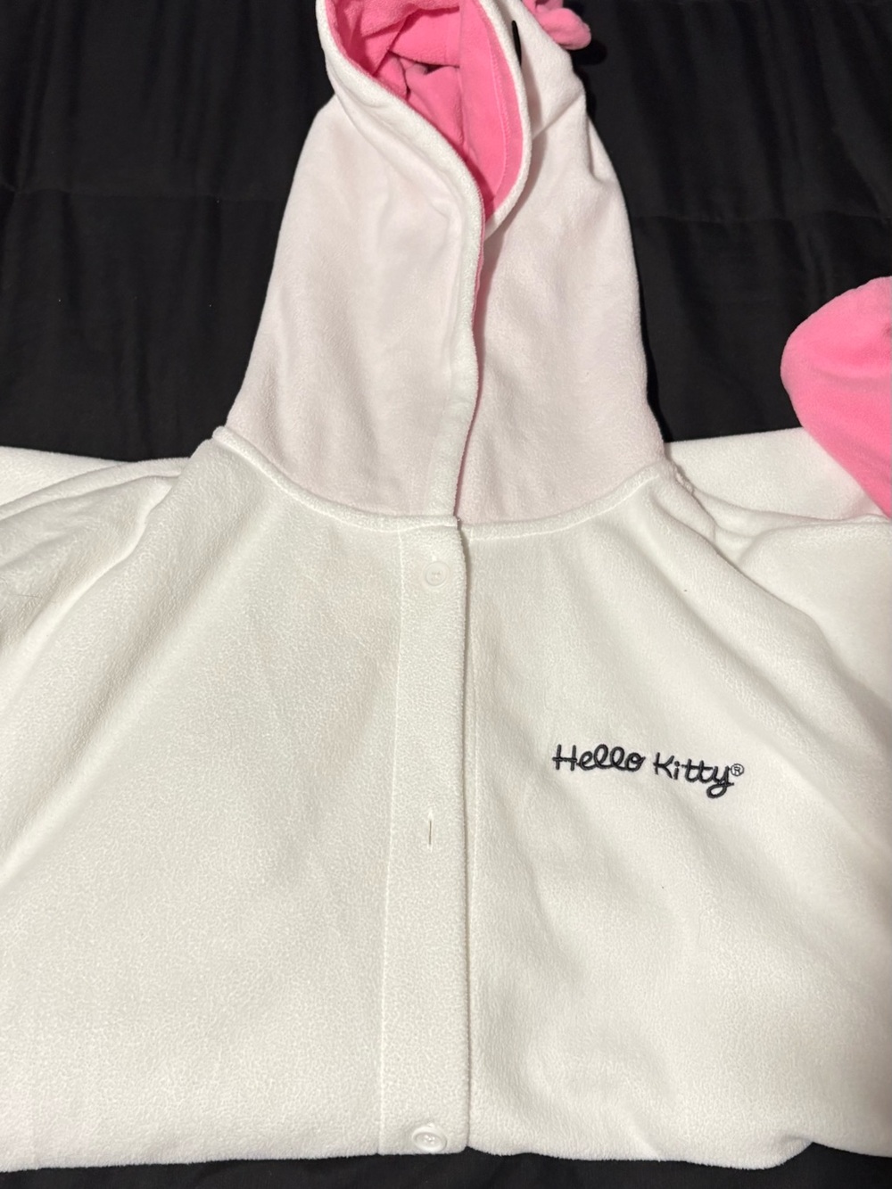 Hello Kitty White & Pink Hooded Fleece Pullover